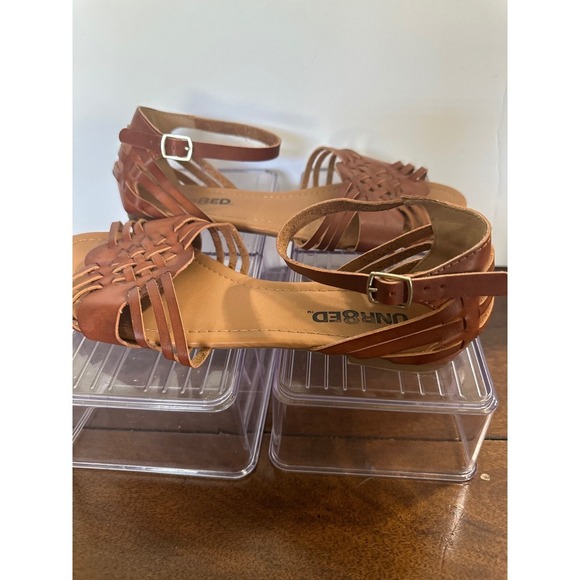 UNR8ED Woven Ankle Strap‎ Sandals Brown Gladiator Style Summer Shoes - Picture 4 of 4